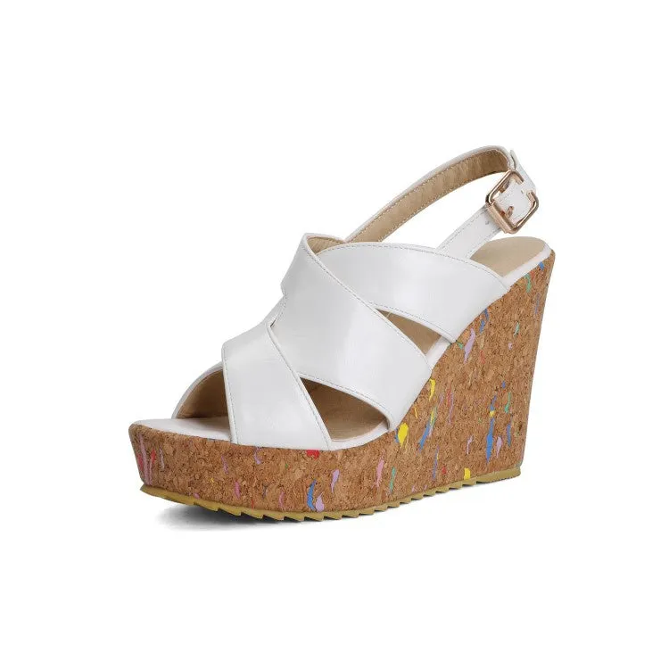 Women's Buckle Platform Wedges Sandals
