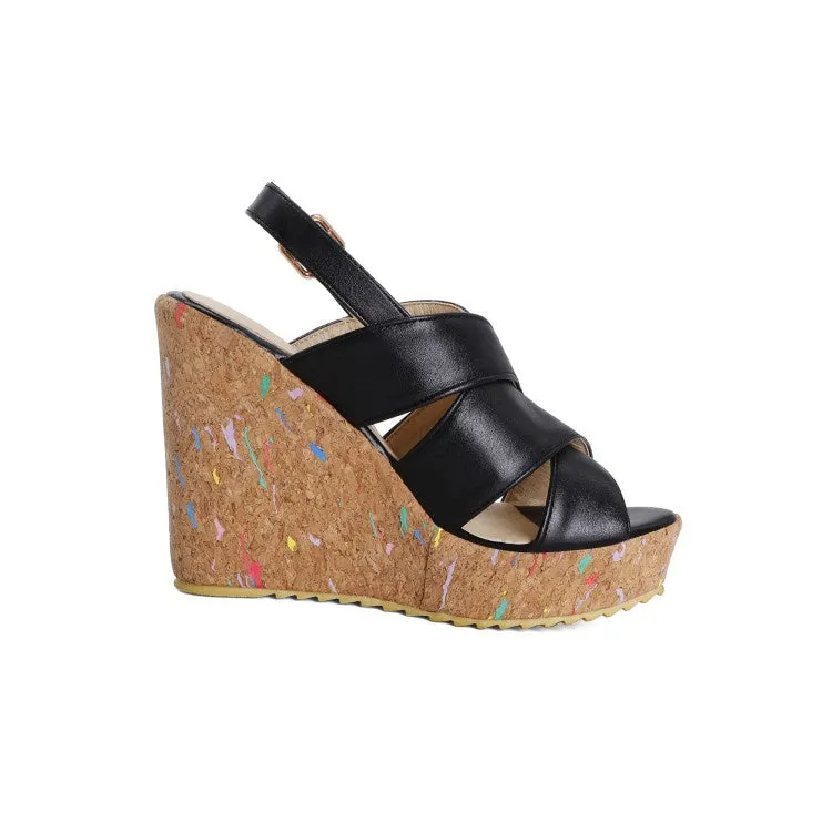 Women's Buckle Platform Wedges Sandals