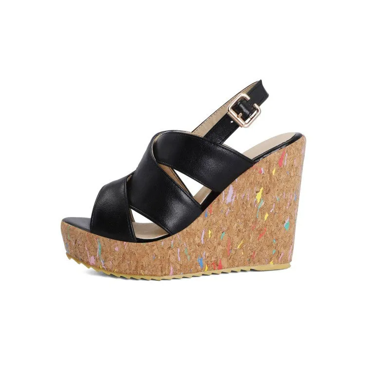 Women's Buckle Platform Wedges Sandals