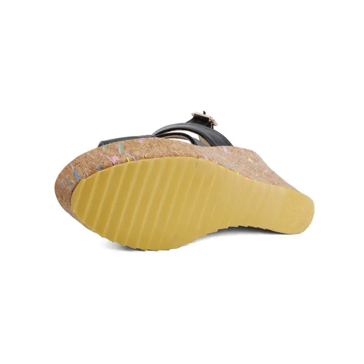 Women's Buckle Platform Wedges Sandals