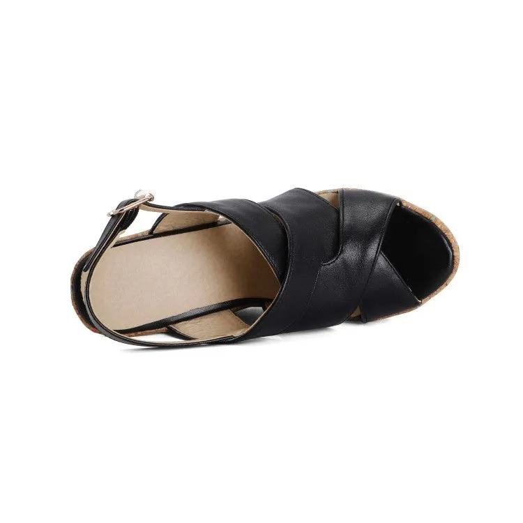 Women's Buckle Platform Wedges Sandals