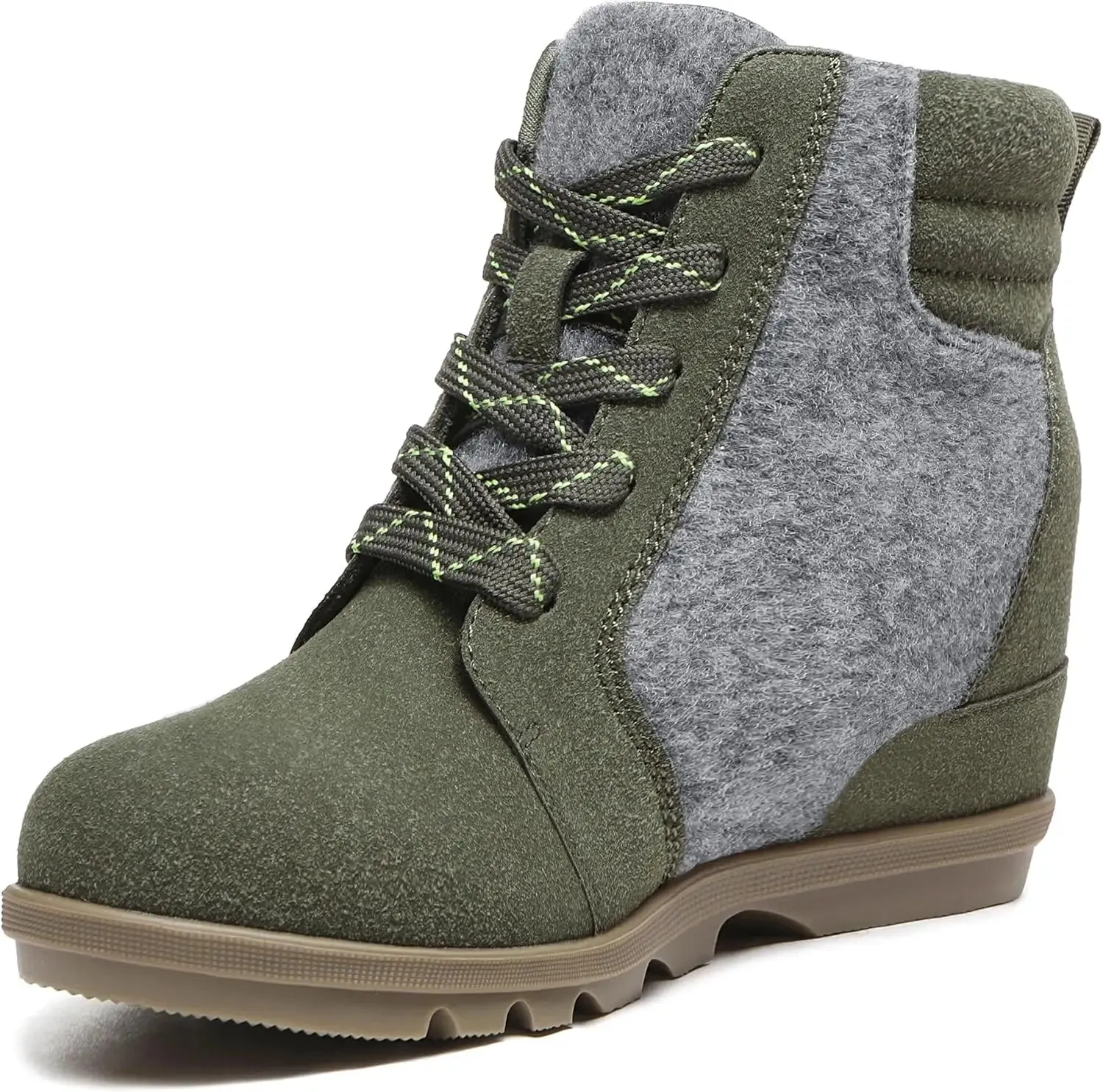 Women’s Lace Up Wedge Ankle Boots Comfortable Suede Hidden Wedge Booties