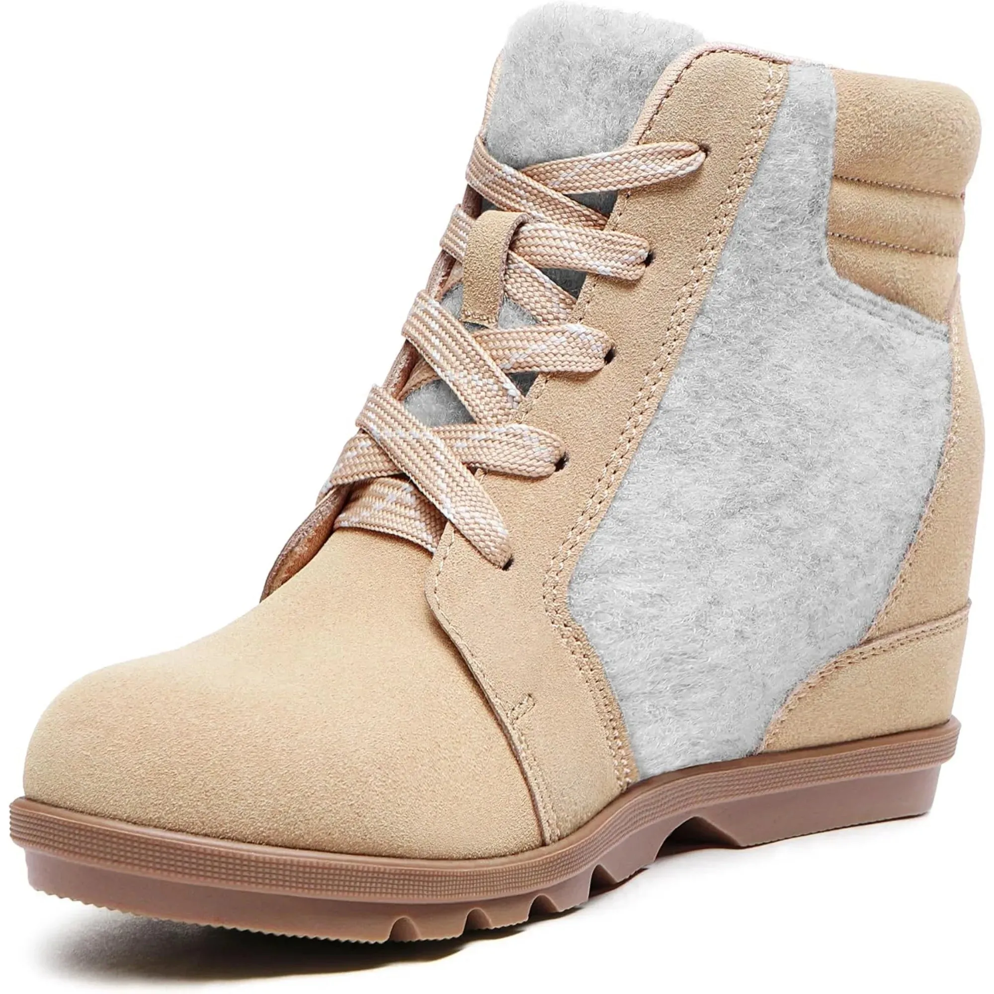 Women’s Lace Up Wedge Ankle Boots Comfortable Suede Hidden Wedge Booties