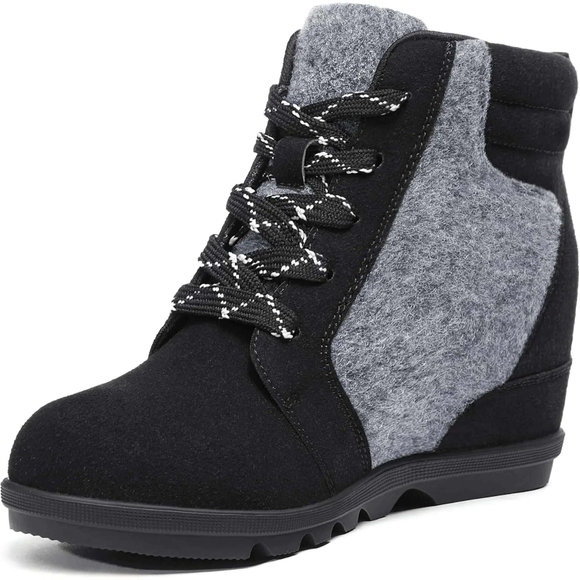 Women’s Lace Up Wedge Ankle Boots Comfortable Suede Hidden Wedge Booties