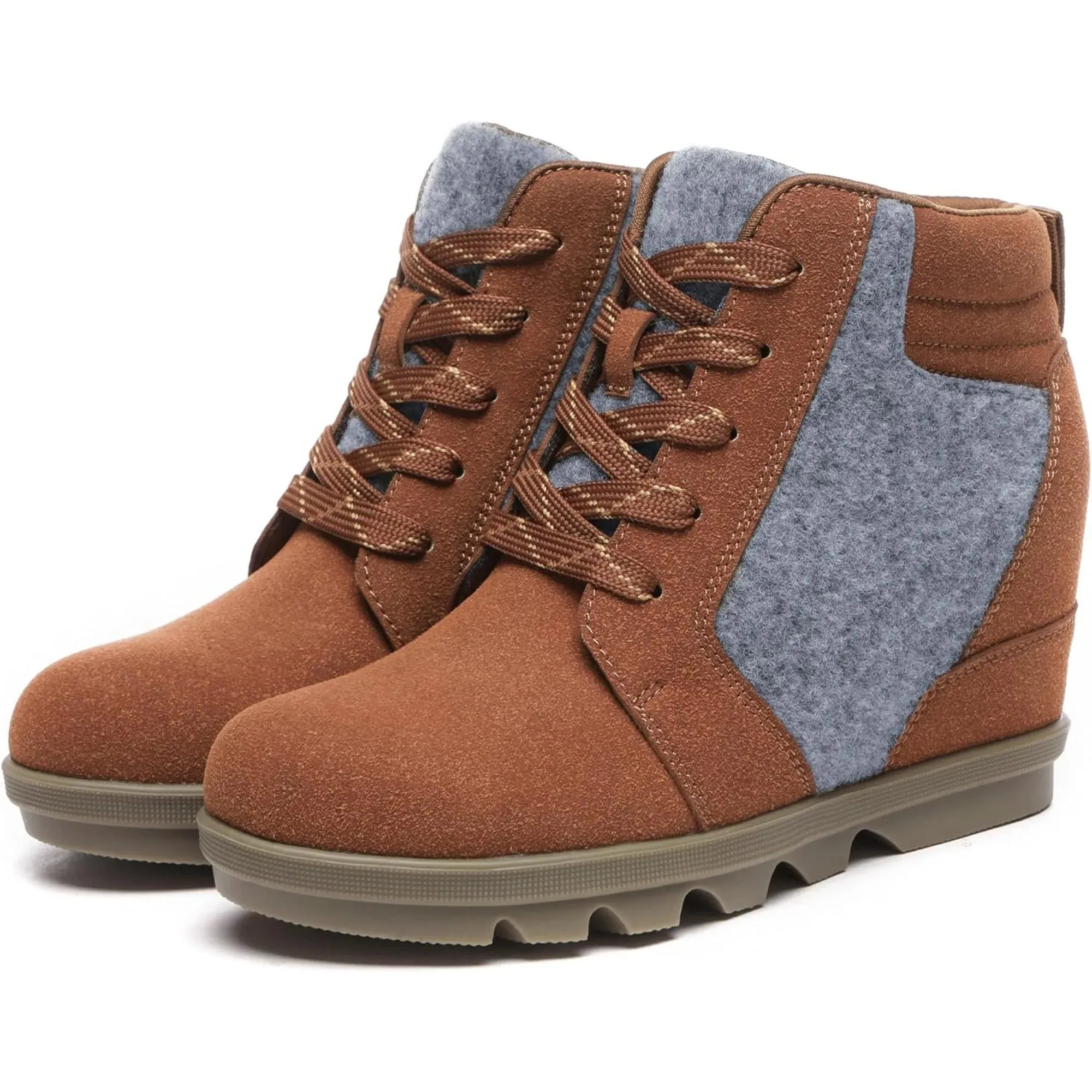 Women’s Lace Up Wedge Ankle Boots Comfortable Suede Hidden Wedge Booties