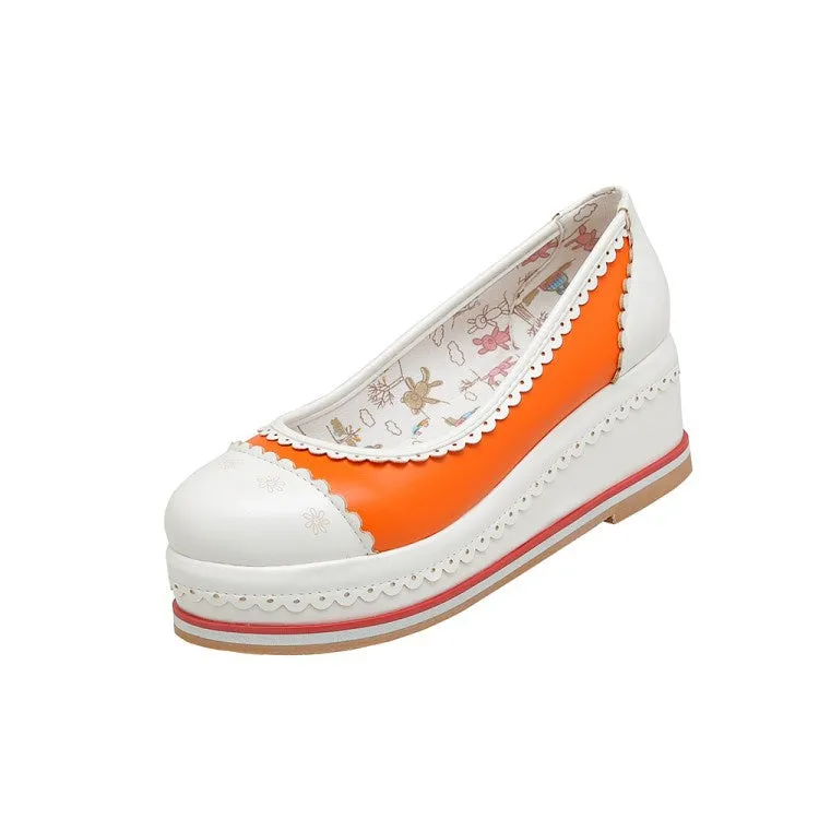 Women's Laser Platform Wedges Pumps