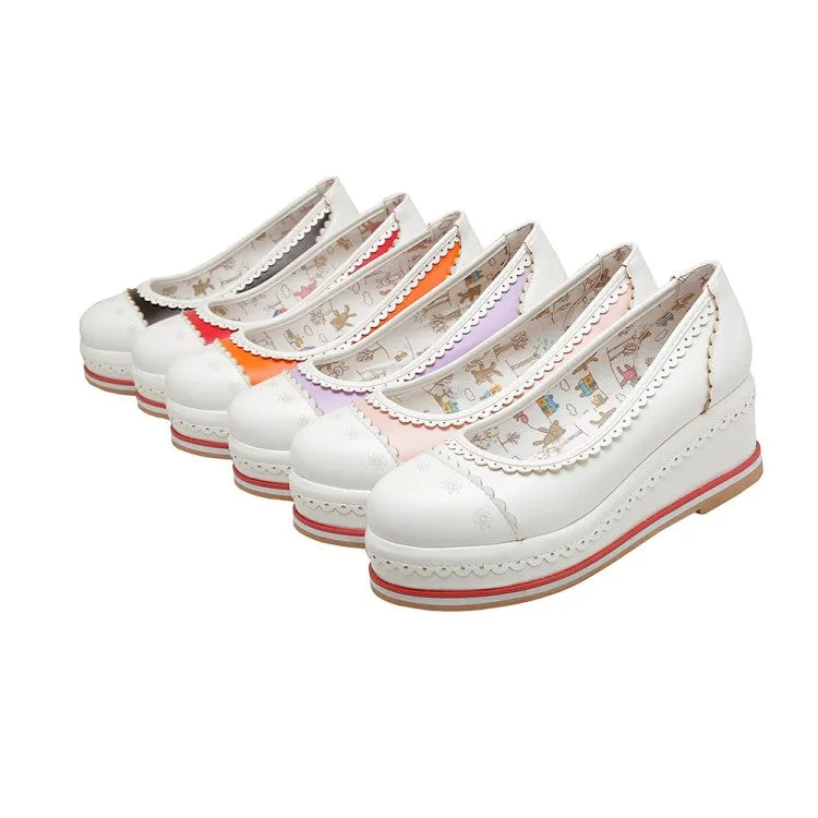 Women's Laser Platform Wedges Pumps