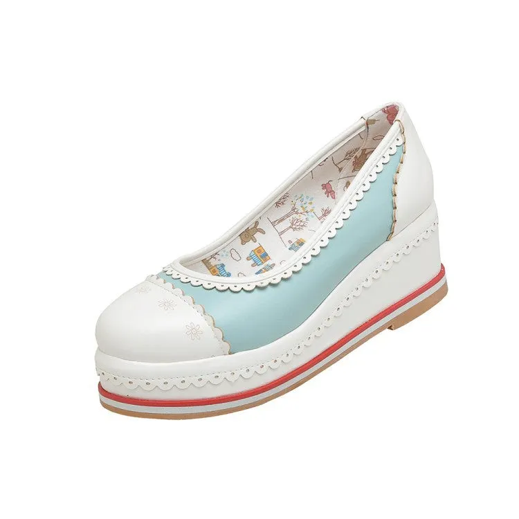 Women's Laser Platform Wedges Pumps