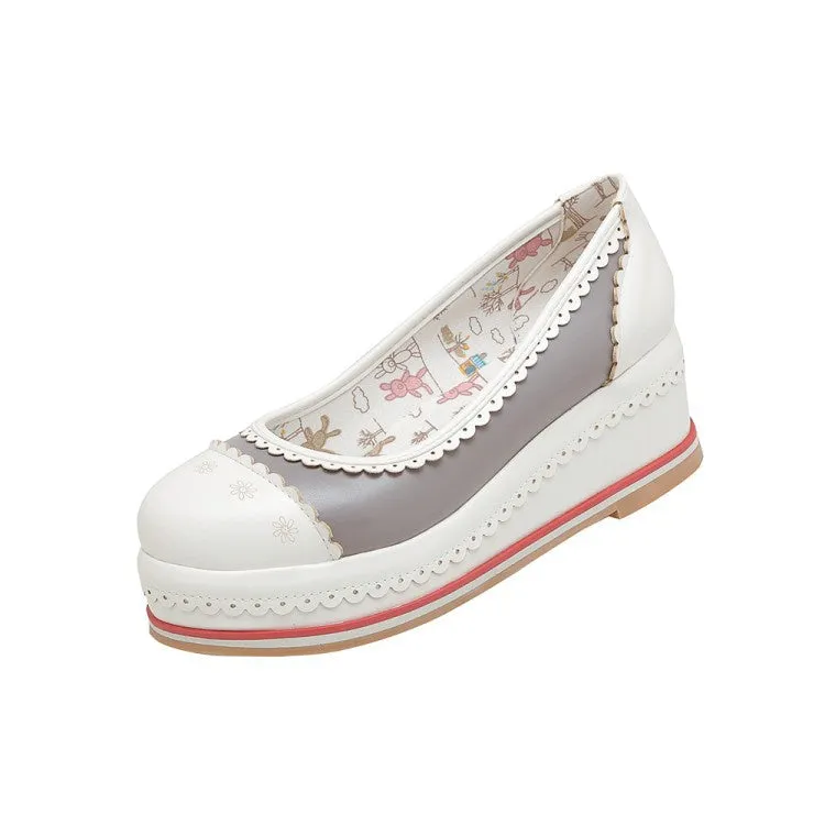 Women's Laser Platform Wedges Pumps