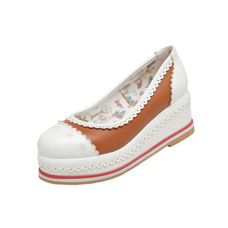 Women's Laser Platform Wedges Pumps