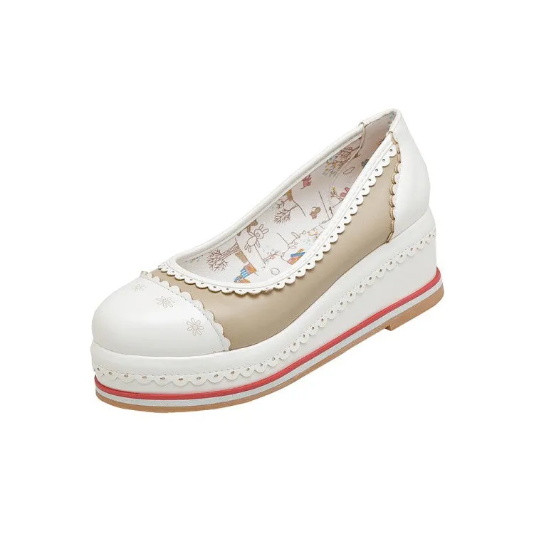 Women's Laser Platform Wedges Pumps