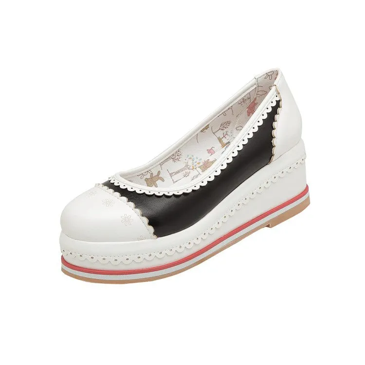 Women's Laser Platform Wedges Pumps