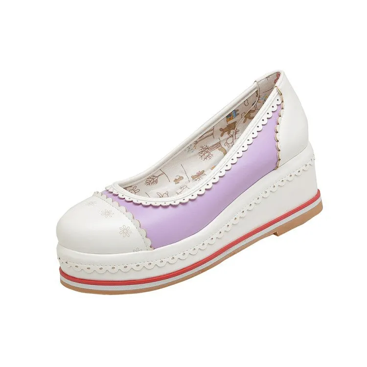 Women's Laser Platform Wedges Pumps