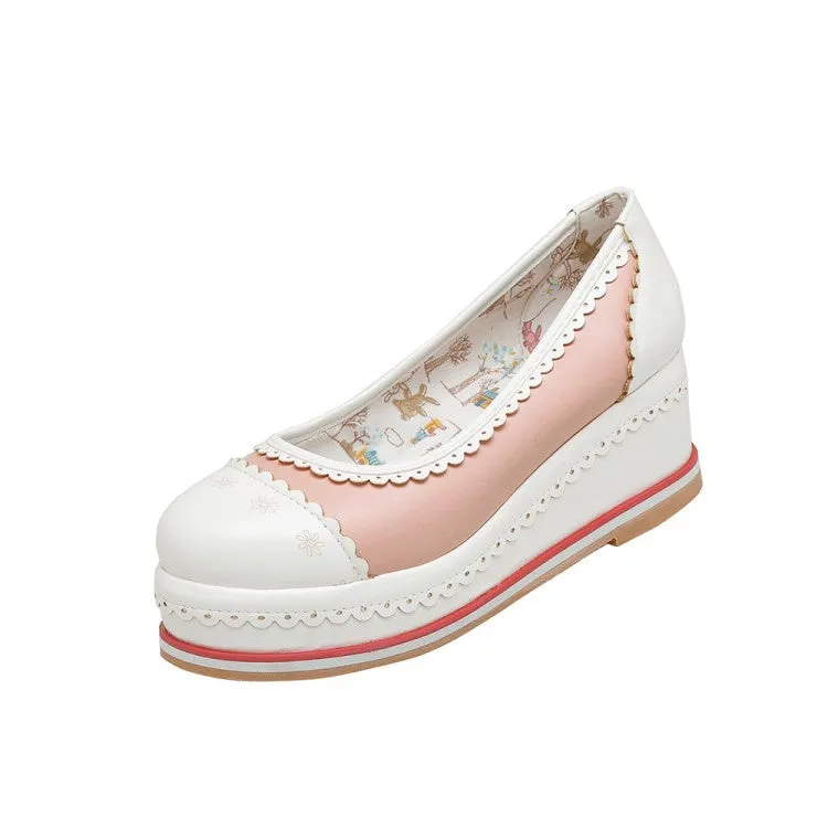 Women's Laser Platform Wedges Pumps