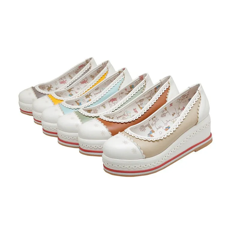 Women's Laser Platform Wedges Pumps