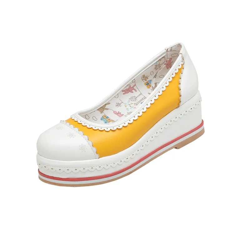 Women's Laser Platform Wedges Pumps