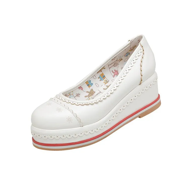 Women's Laser Platform Wedges Pumps