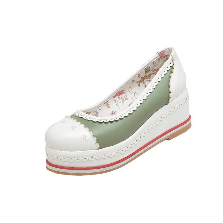 Women's Laser Platform Wedges Pumps