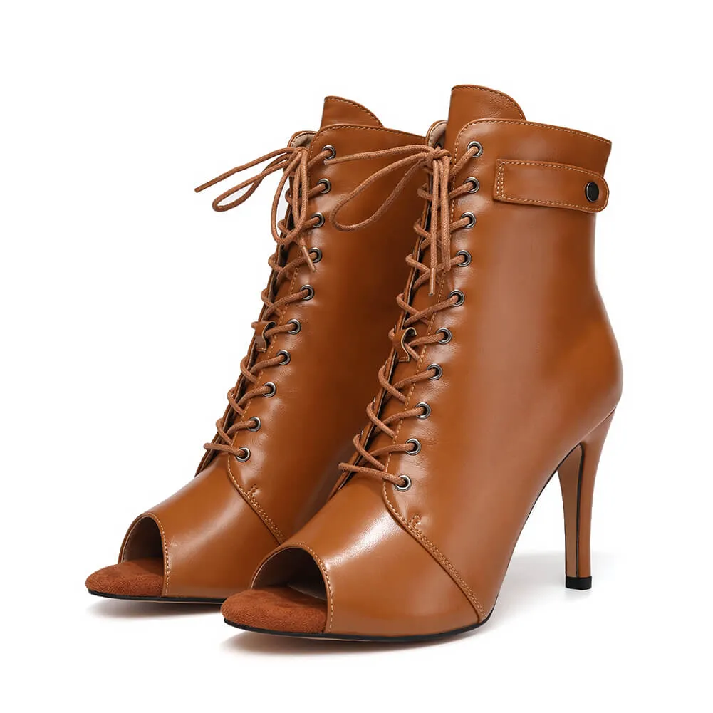 Women's Leather Lace Up Dance Boots
