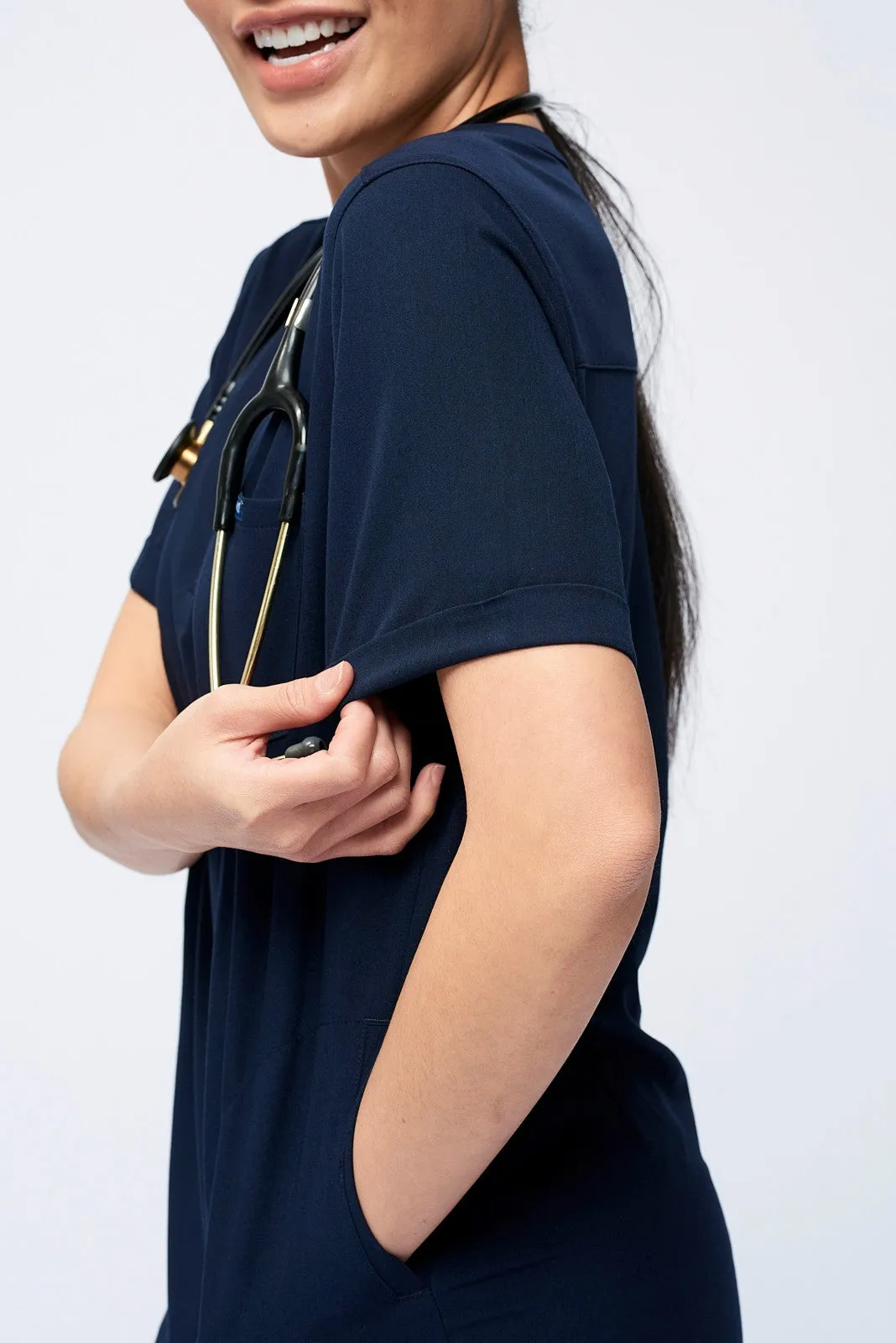 Women’s Short Sleeve Henley Scrub Top