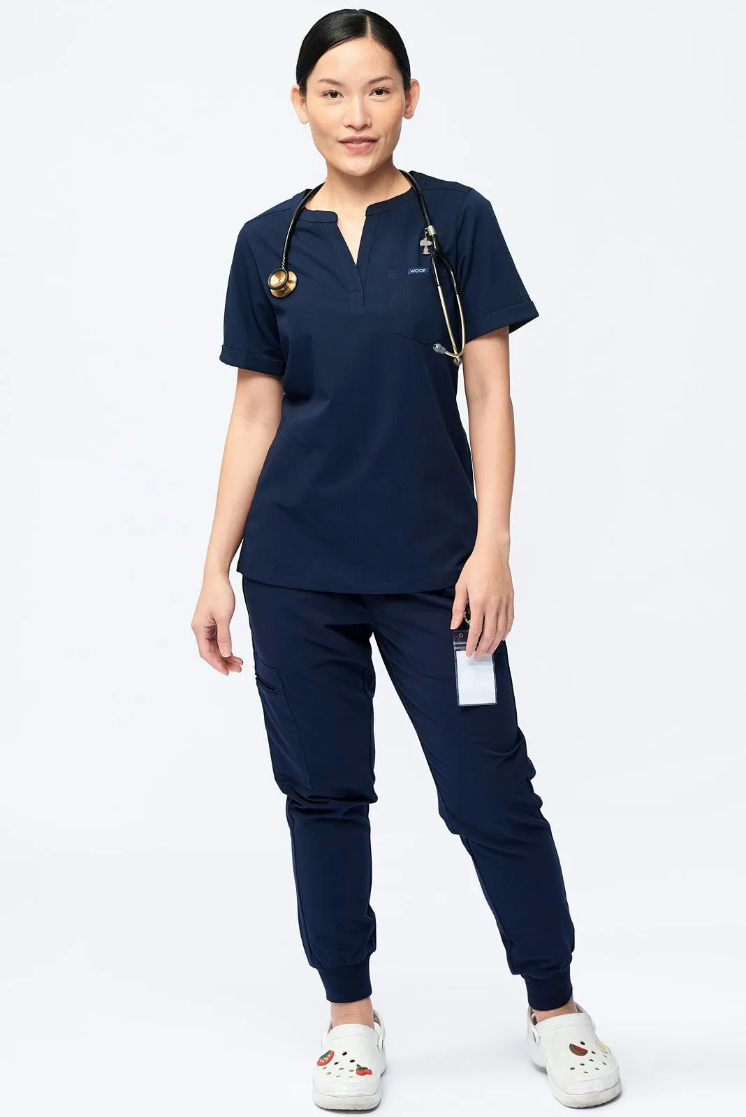 Women’s Short Sleeve Henley Scrub Top