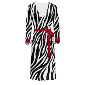 Women’s ¾ Sleeve Dress Zebra & Red Cherry