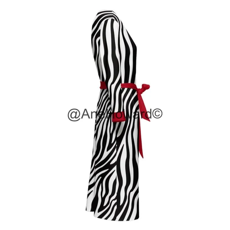 Women’s ¾ Sleeve Dress Zebra & Red Cherry