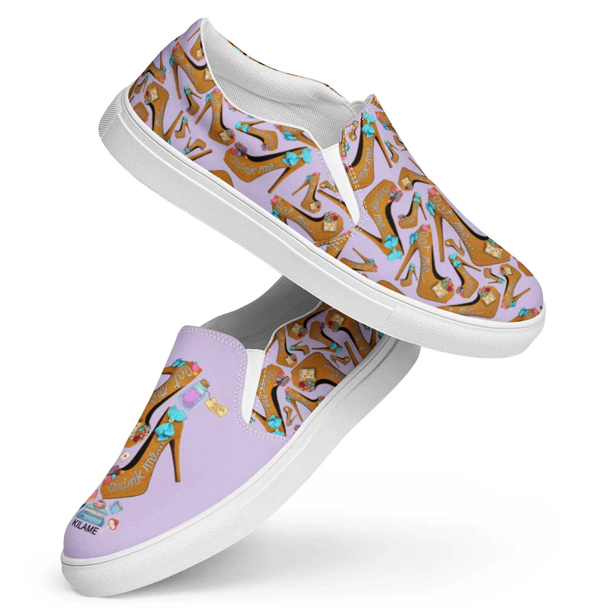 Women’s slip-on canvas shoes 'Eat me drink me'