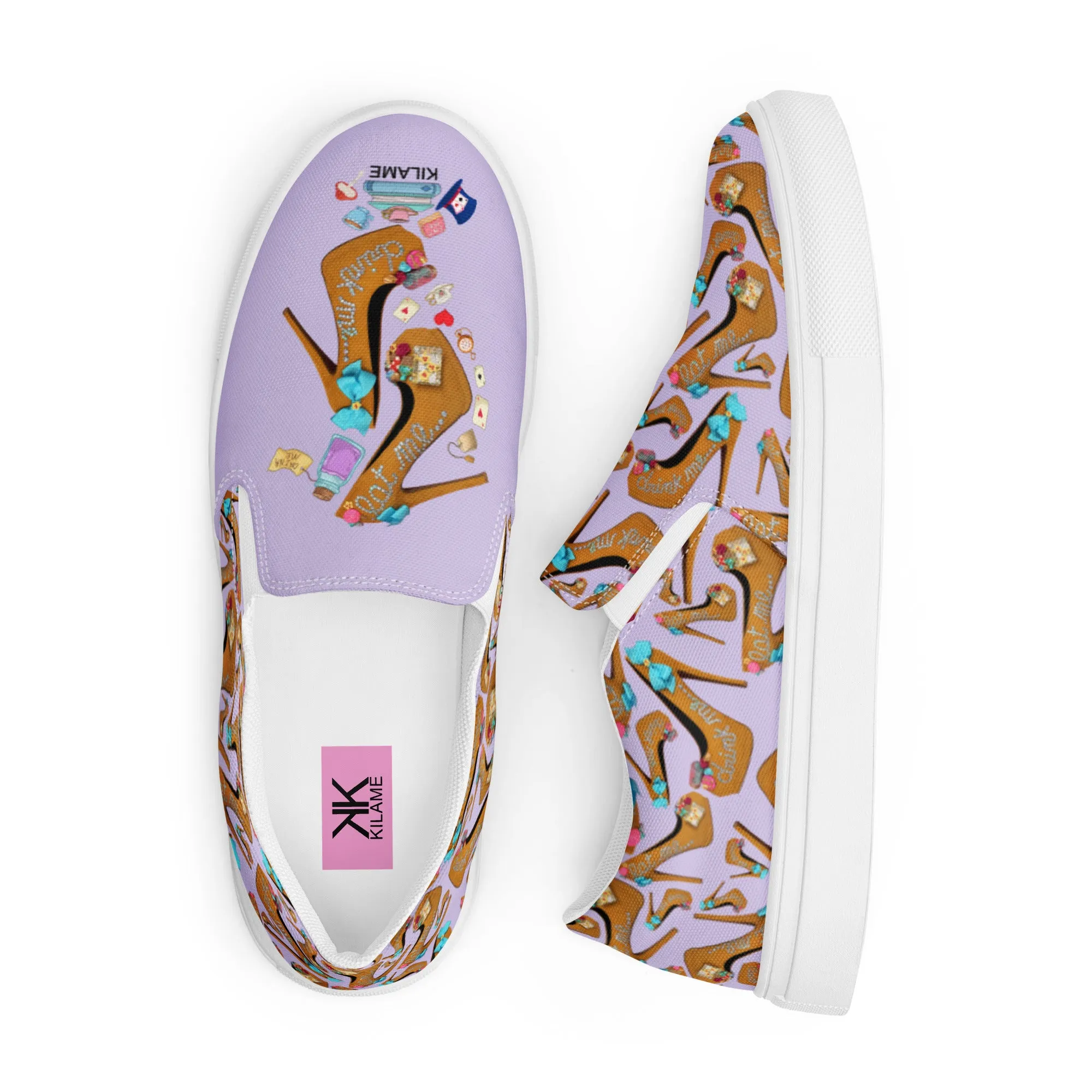 Women’s slip-on canvas shoes 'Eat me drink me'