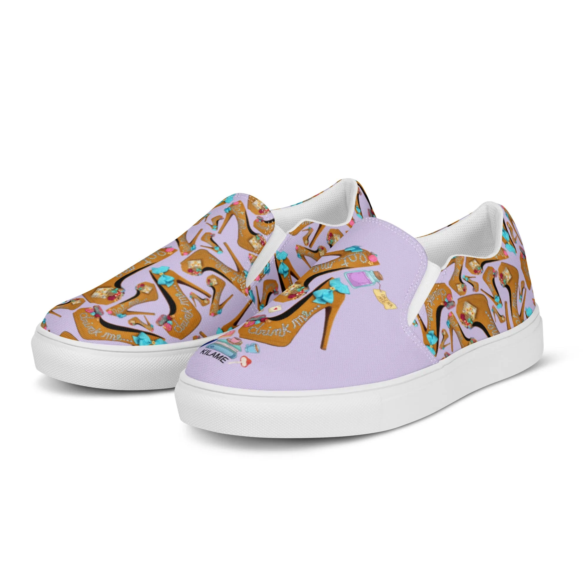 Women’s slip-on canvas shoes 'Eat me drink me'