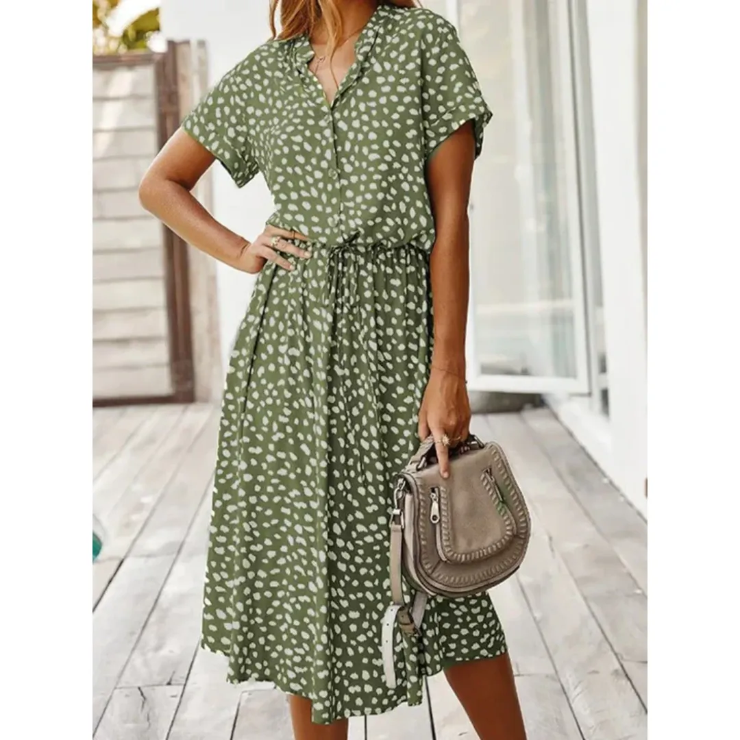 Women's Vintage Summer Short Sleeve Dress | Midi