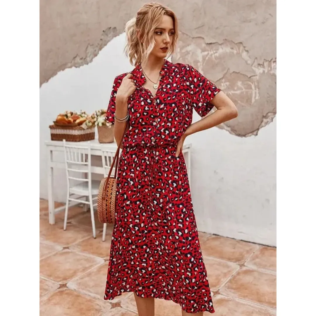 Women's Vintage Summer Short Sleeve Dress | Midi