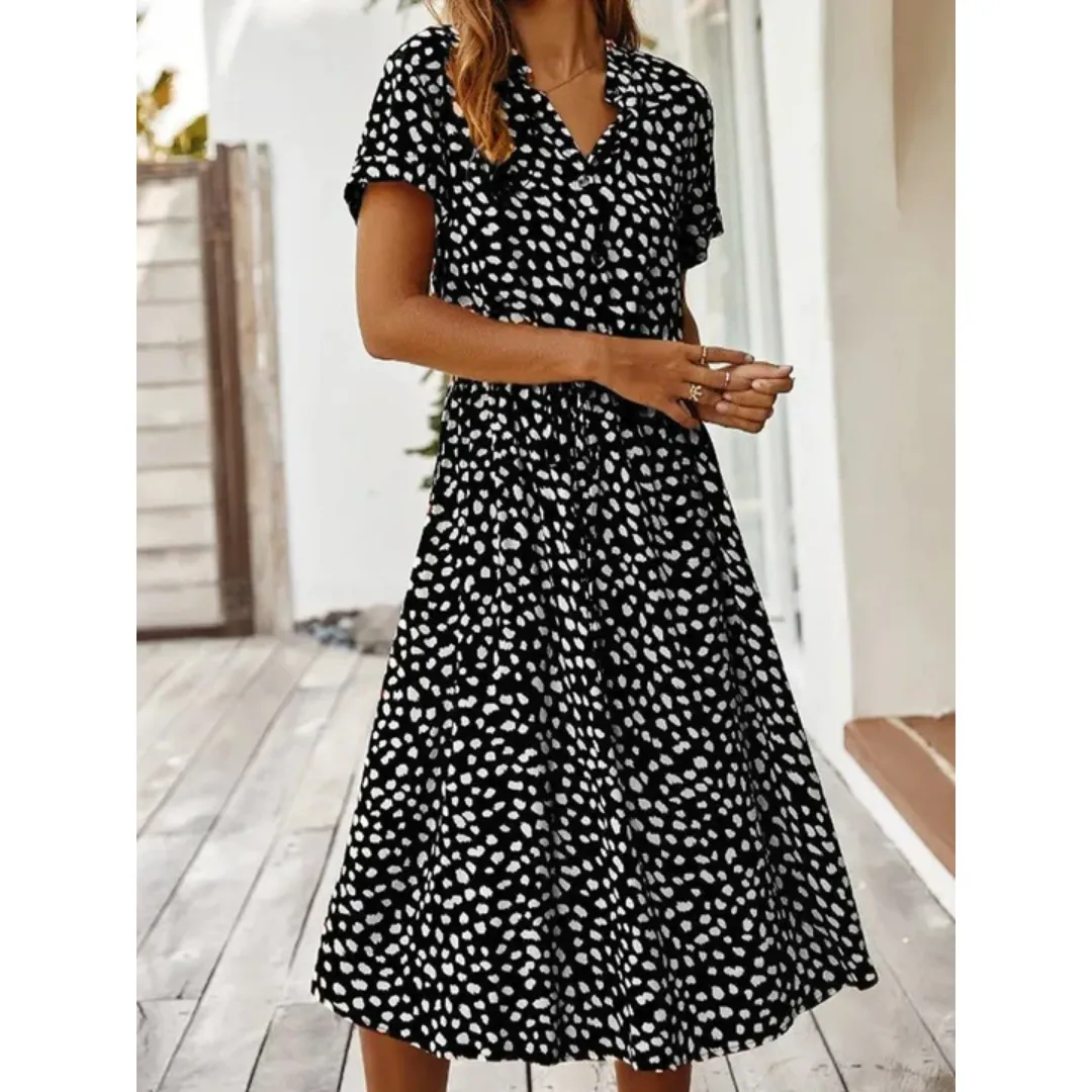 Women's Vintage Summer Short Sleeve Dress | Midi