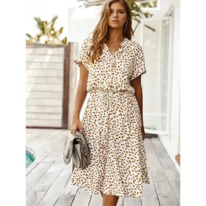 Women's Vintage Summer Short Sleeve Dress | Midi