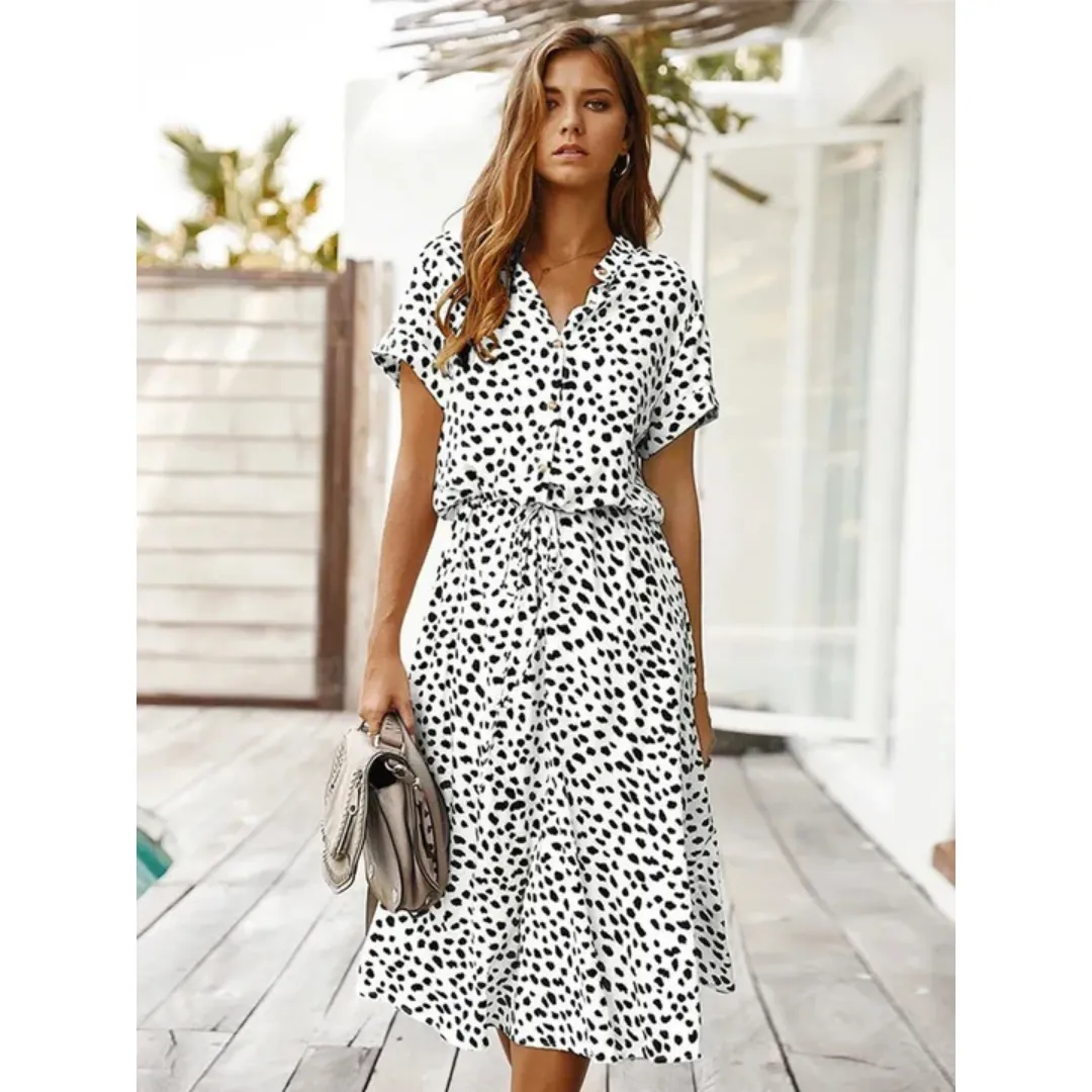 Women's Vintage Summer Short Sleeve Dress | Midi