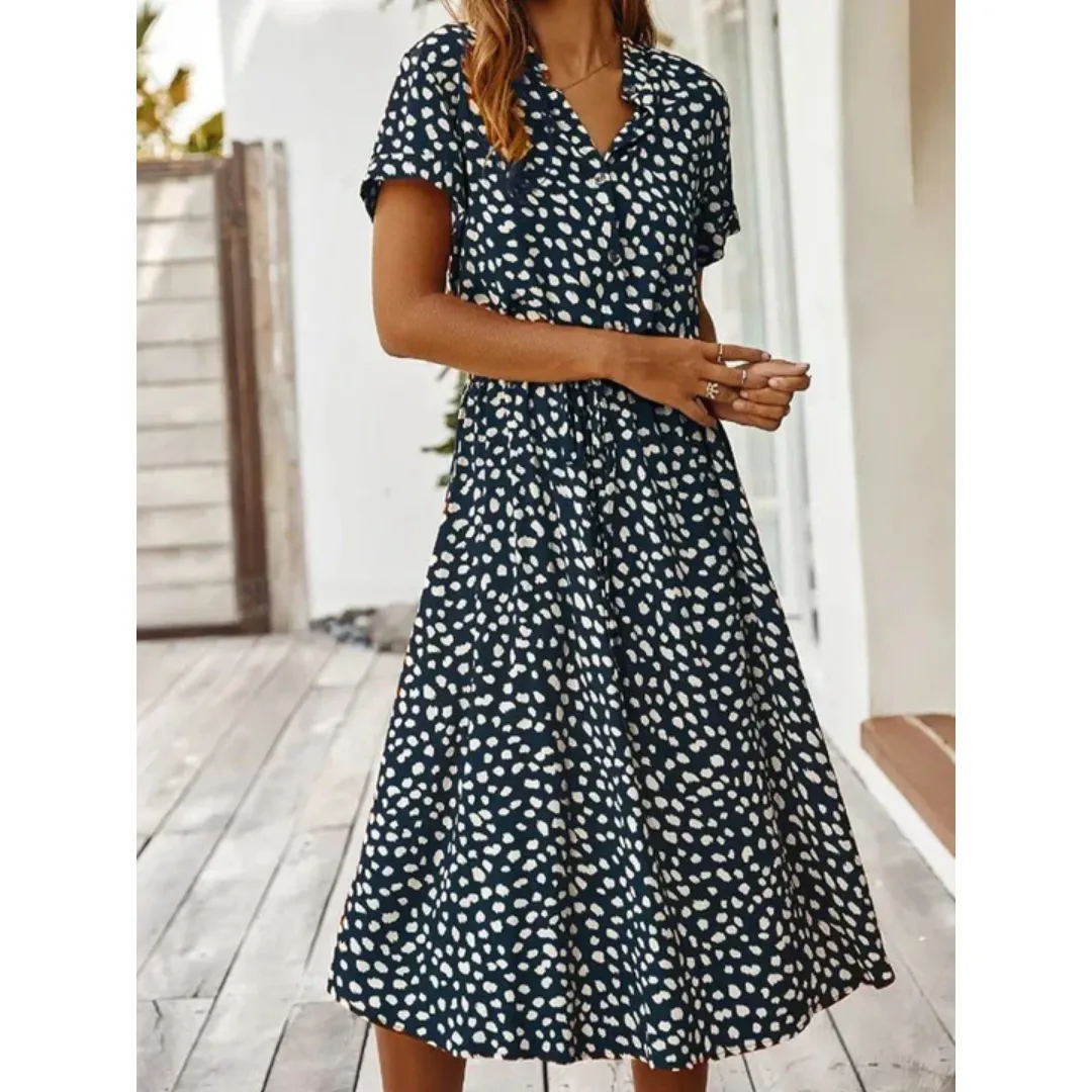 Women's Vintage Summer Short Sleeve Dress | Midi