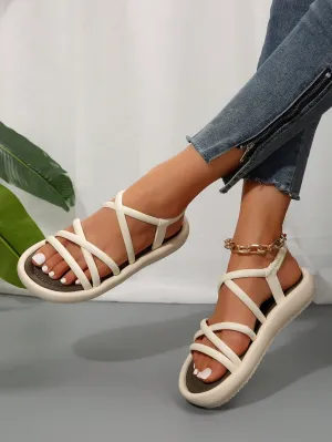 Women's Wedge Heel Thick Sole Round Toe Lightweight Simple Youthful Daily Summer Platform Slippers