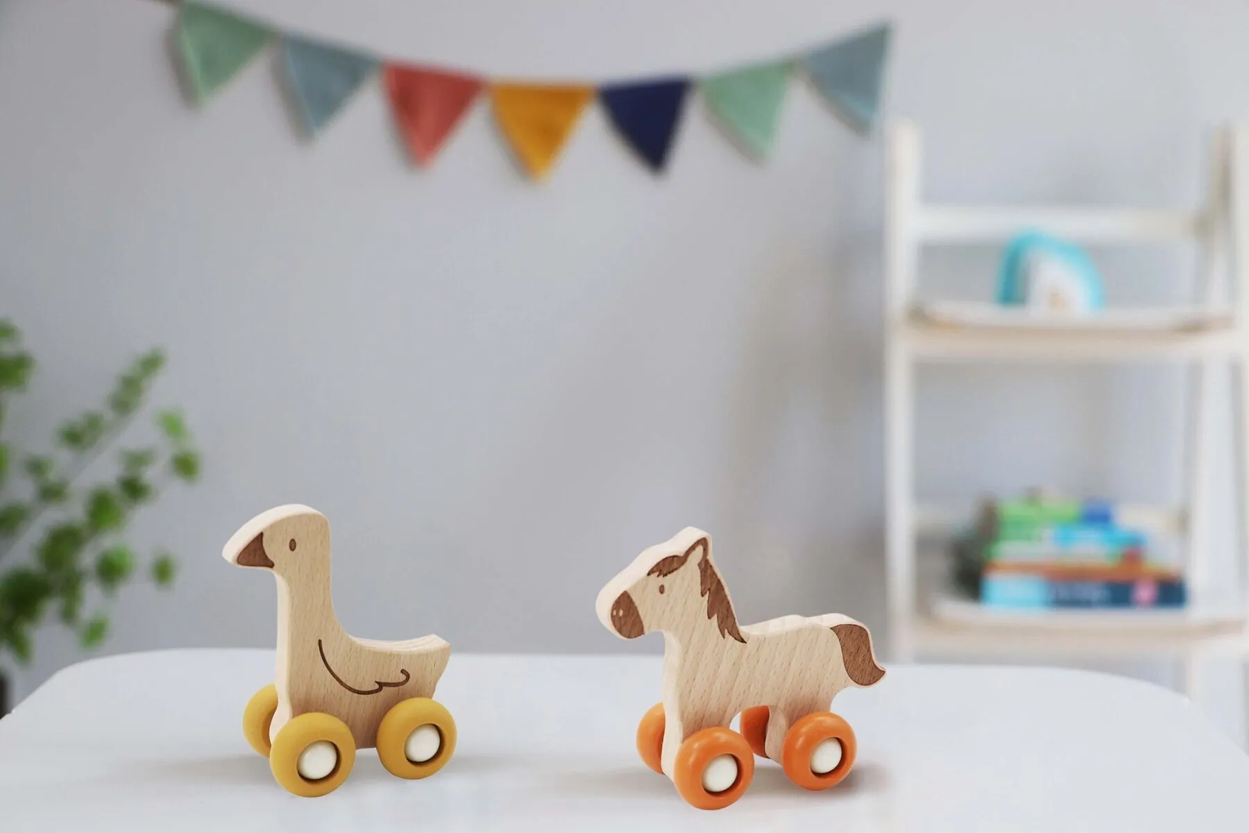 Wooden Ecowheel Farm Movers Set - Horse & Duck