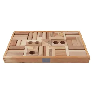Wooden Natural Blocks in Tray - 54 Pcs