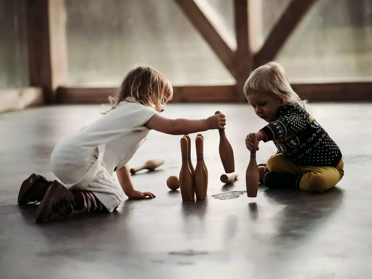 Wooden Natural Bowling Set - 10Pcs