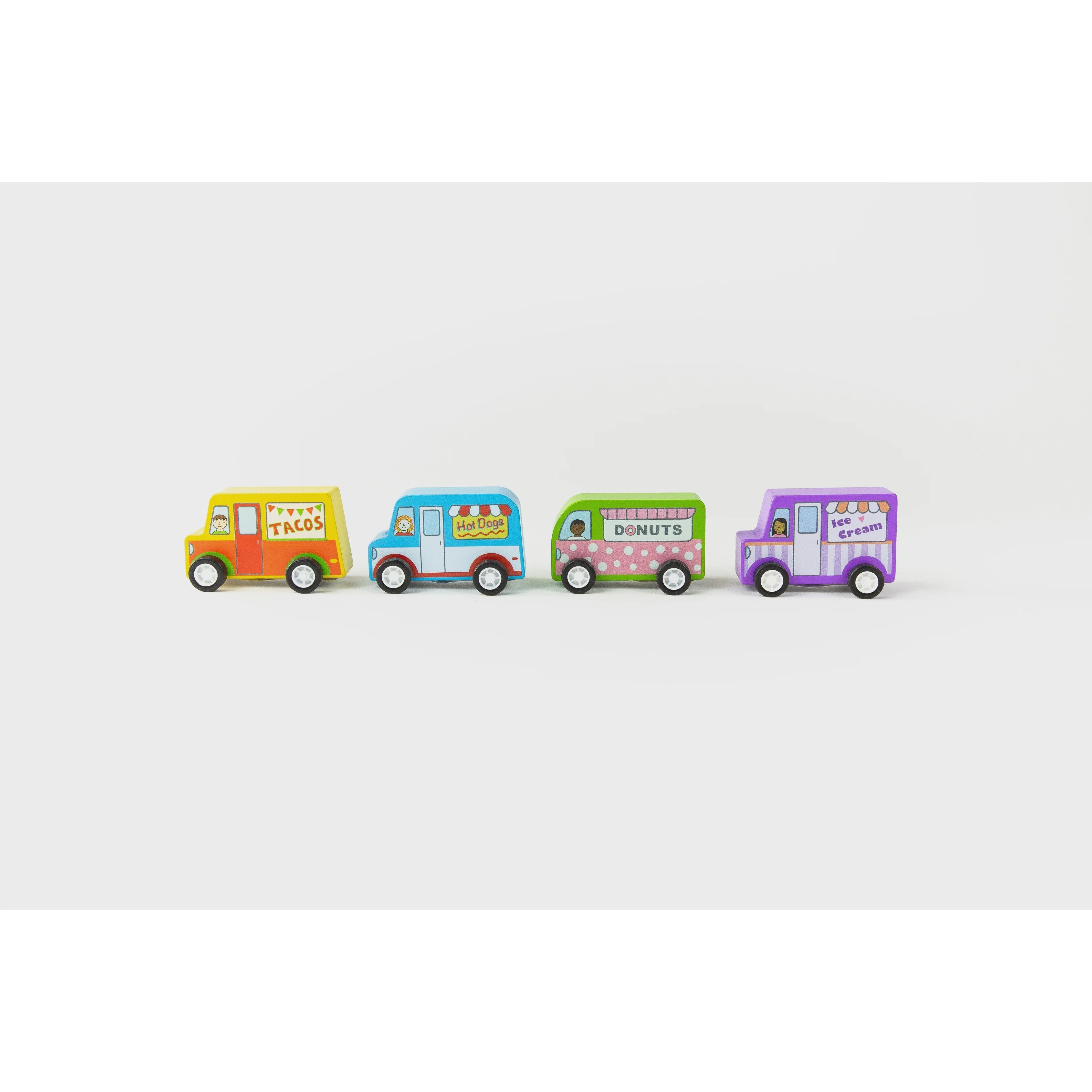Wooden Pull-Back Racers - Food Trucks