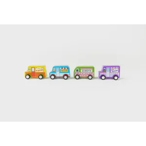Wooden Pull-Back Racers - Food Trucks
