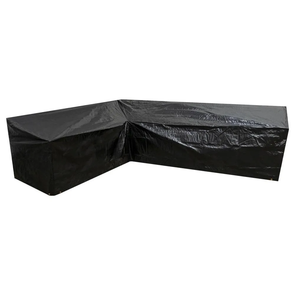 Woodside L Shape Outdoor Garden Corner Sofa & Table Dining Set Cover, Black