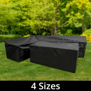 Woodside L Shape Outdoor Garden Corner Sofa & Table Dining Set Cover, Black