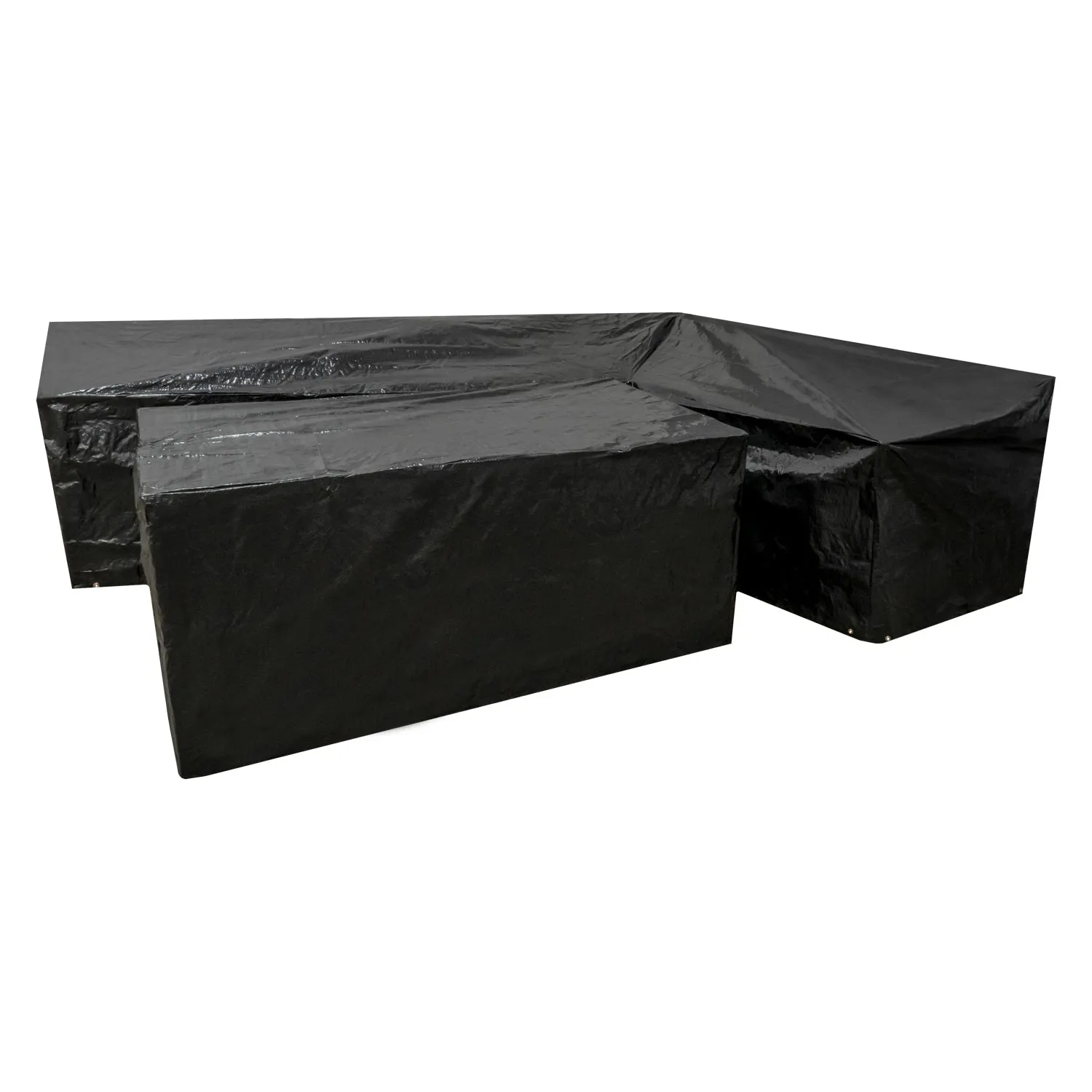 Woodside L Shape Outdoor Garden Corner Sofa & Table Dining Set Cover, Black