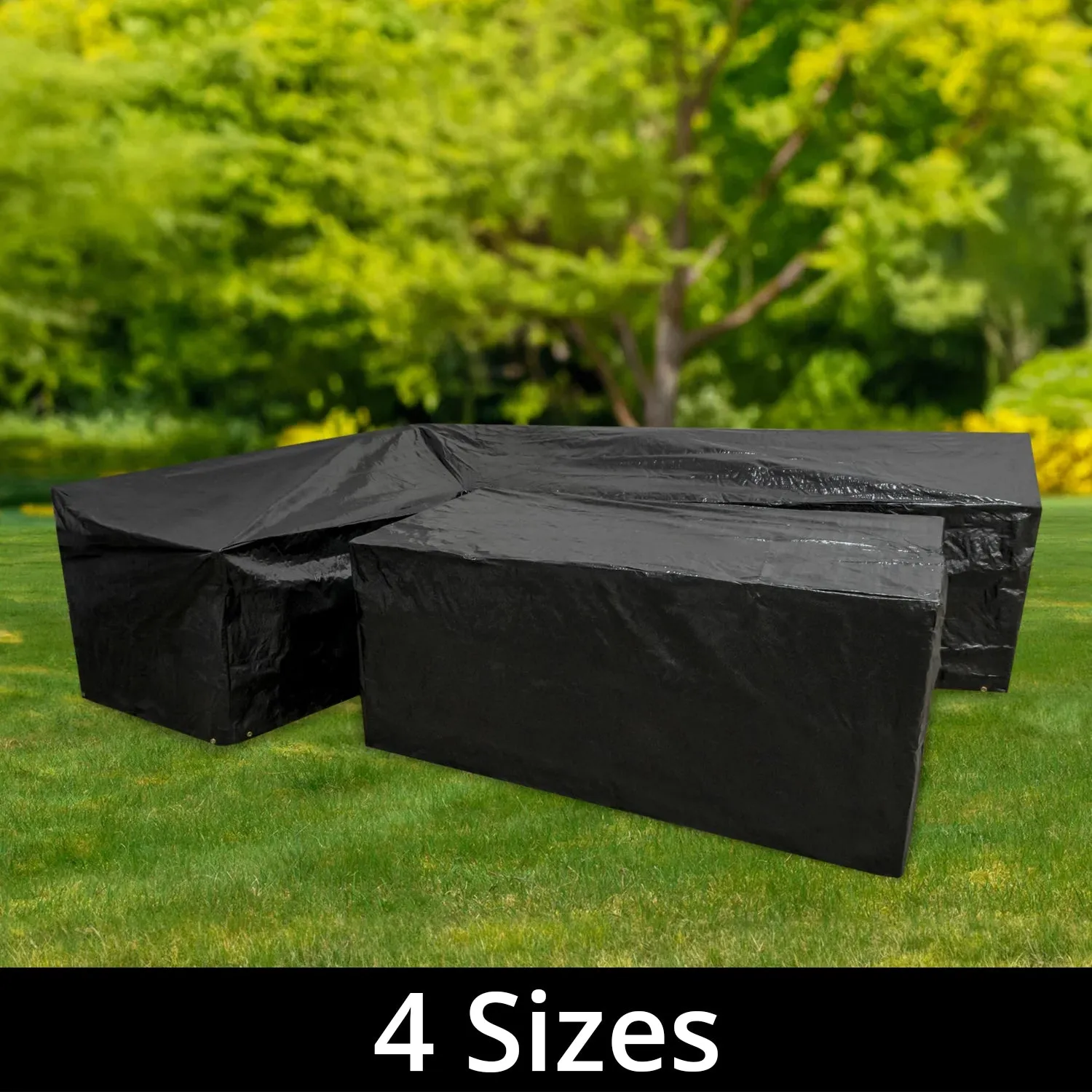 Woodside L Shape Outdoor Garden Corner Sofa & Table Dining Set Cover, Black