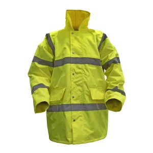 Worksafe by Sealey Hi-Vis Yellow Motorway Jacket with Quilted Lining - X-Large