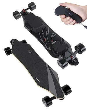 WOWGO Electric Skateboard Longboard with 22mile Range Dual 680W Motors Waterproof E Skateboards for Adult Beginners, 90mm Wheels Board with Top Speed 28mph for Commute Max Load 330LB - Pioneer-4