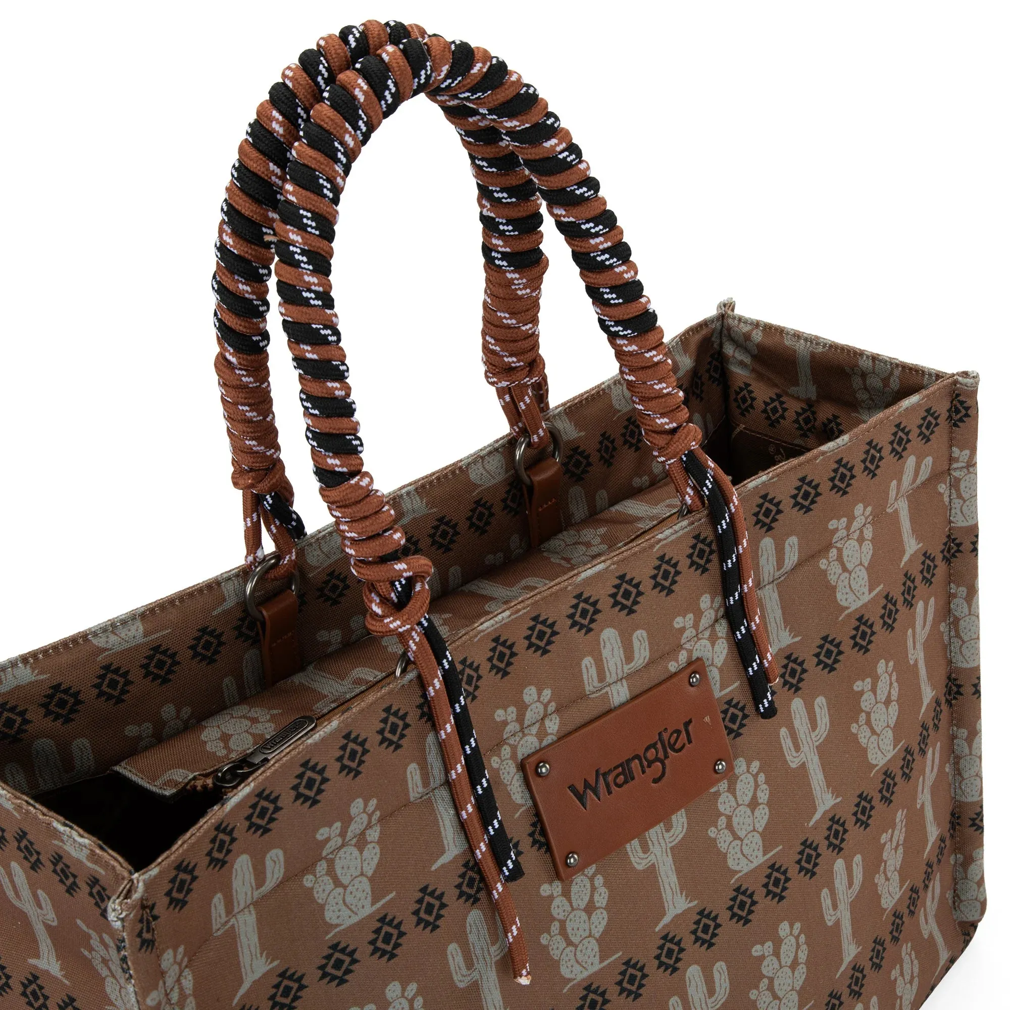 Wrangler Cactus Oversized Tote Bag Braided Handles Weekender Bag