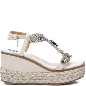 XTI Grey Jewelled Wedge Sandals